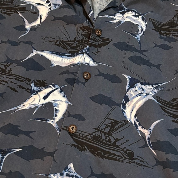Pacific Legend Apparel Hawaiian Shirt Marlin Fishing Schooner Size Medium - Picture 5 of 10